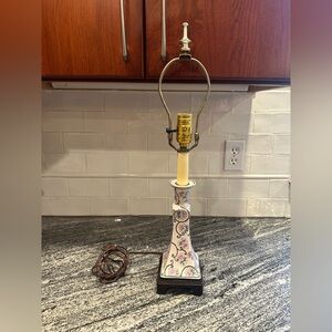 Antique Porcelain Lamp Mid-20th Century Hand Painted Table Lamp 22.5” Inches